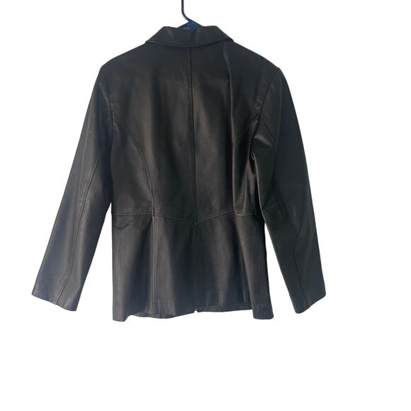 Jacqueline Ferrar Vintage 90s Women's Size Medium Black Leather Jacket Coat - Picture 5 of 6